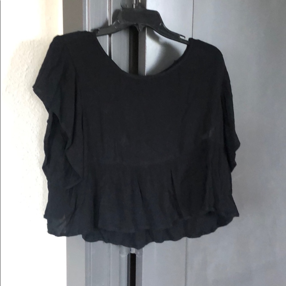 Blue Life Flowy Black Top
